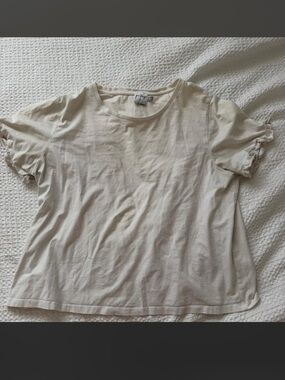 Princess Polly Cream Short Sleeve Ruffle Top